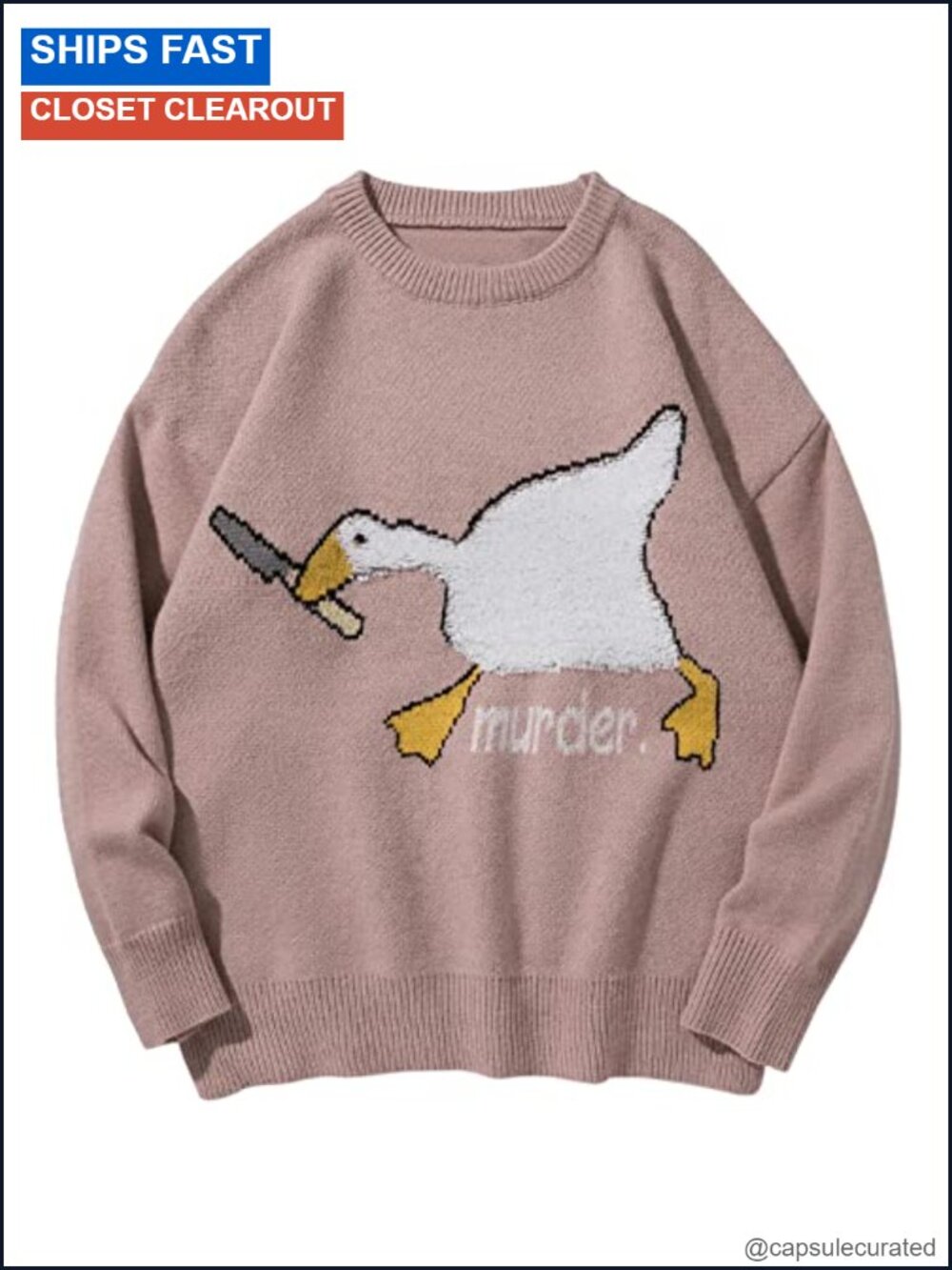 Unisex Knit Oversized Sweater Graphic Pullover Streetwear